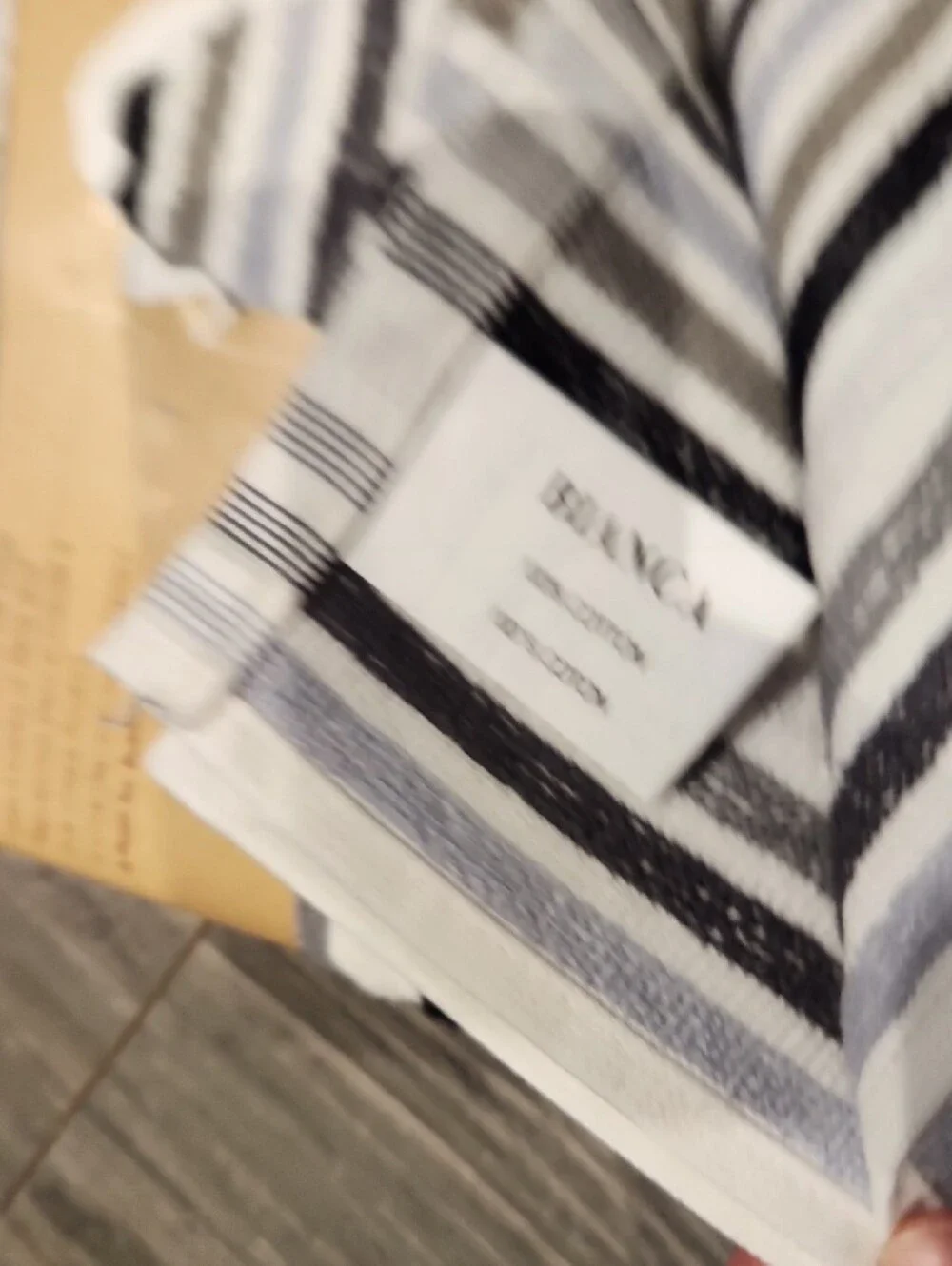 NWT Bianca Striped Kitchen Towels - 3 Pack (White, Black, & Gray)